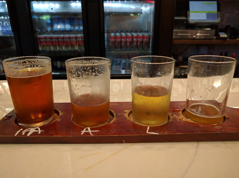 Beer tasting at Niagara Brewery, IPA, Amber ale, Lager, and some Light Fruity Radler beer.