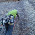 2013-10-14 054.JPG -- The crux - a long artif pitch on partially old pitons. Still, due to the amount not too hard